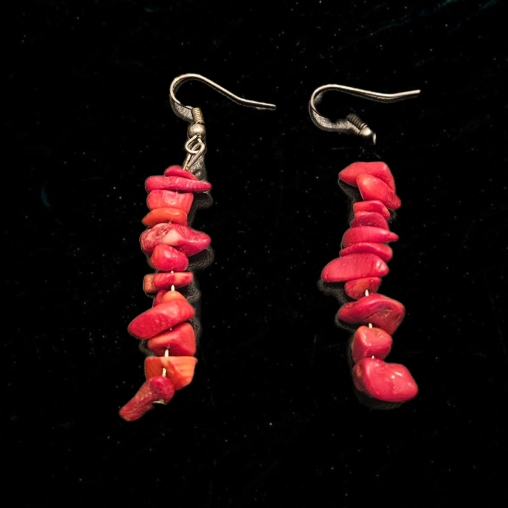 Elegant Bold Red Coral Earrings
